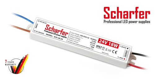 SCH-18-24 LED Tápegység 24V DC / 0,75A, 100-250VAC, 18W, IP67